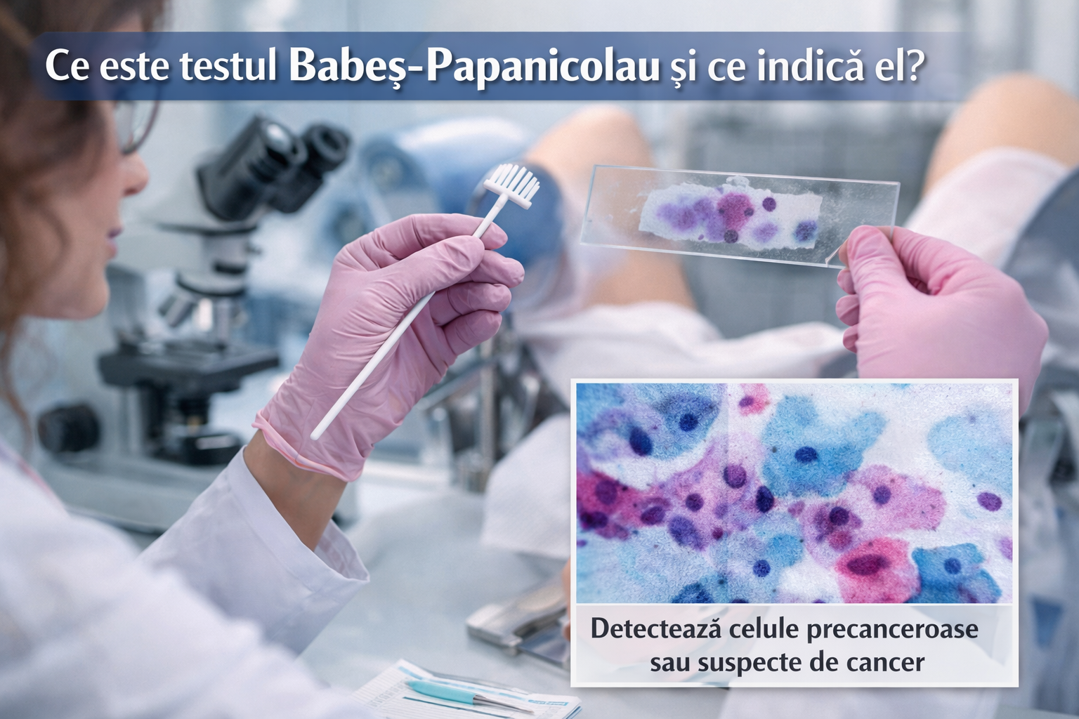 test-papanicolau-vs-testare-hpv Doctorita ginecolog explicand diferentele dintre testul Papanicolau si testarea HPV unei paciente in cabinet.